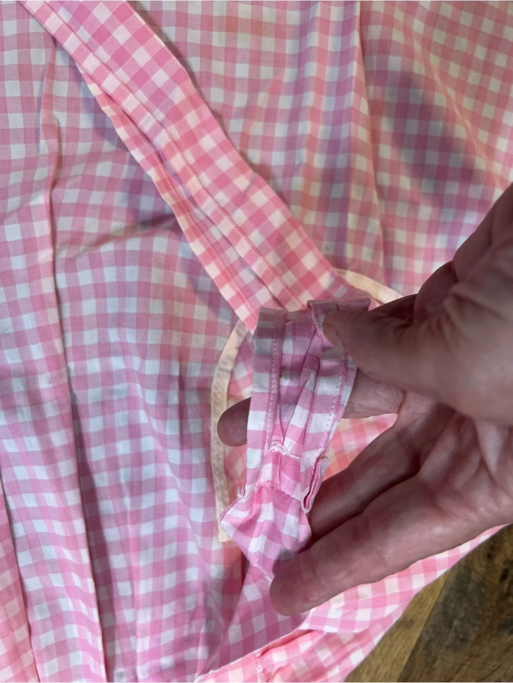 Pink Gingham Half Apron Cottagecore Checkered Waist Apron Pockets